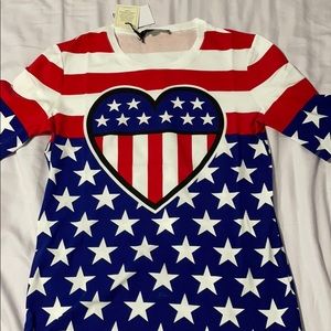 NWT Authentic Love Moschino patriotic shirt.